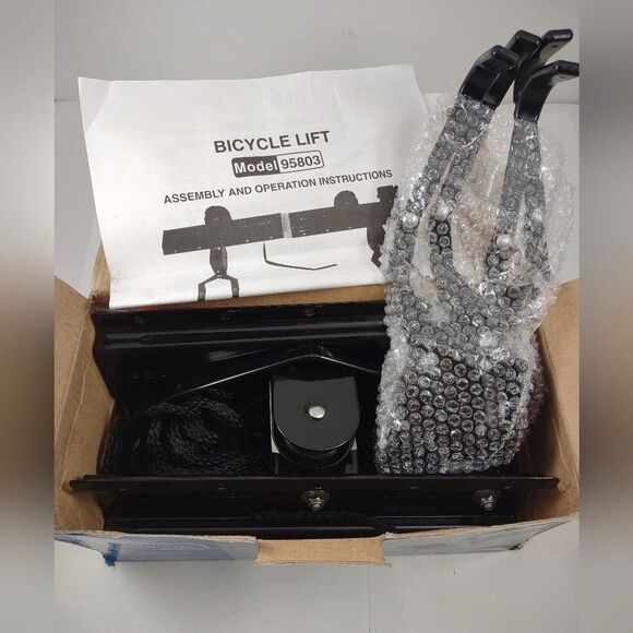 Bicycle Lift Ceiling Mounted Hoist Storage Garage Hanger Pulley Rack 95803 New - Picture 9 of 11